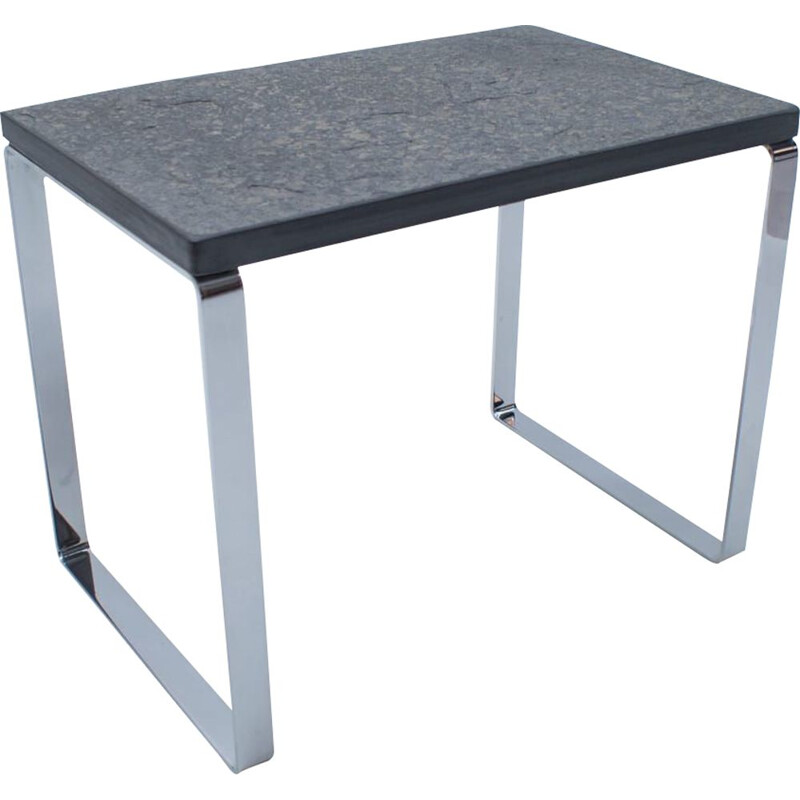 Vintage slate and chrome side table from Draenert, Germany 1960