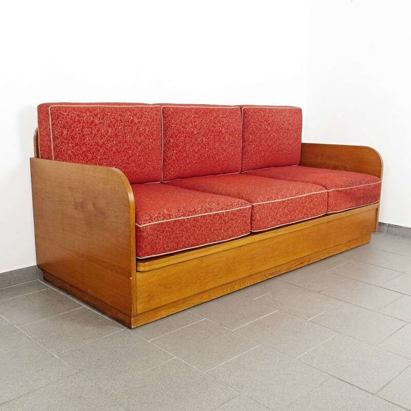 Vintage 3-seater Sofa by Jindrich Halabala Czechoslovakia 1950s