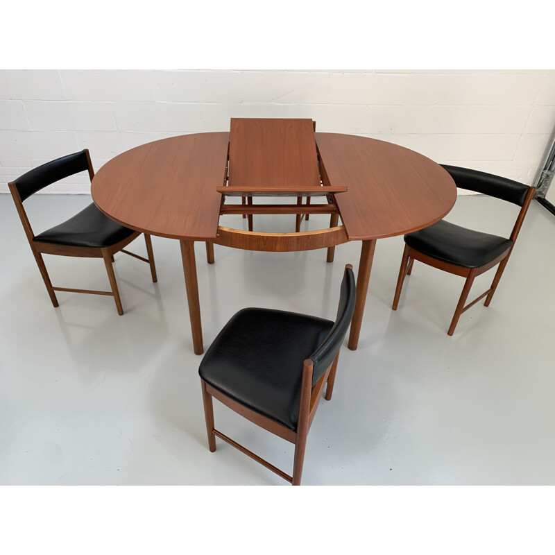 Ensemble de salle à manger extensible vintage avec 4 chaises en teck McIntosh 1960