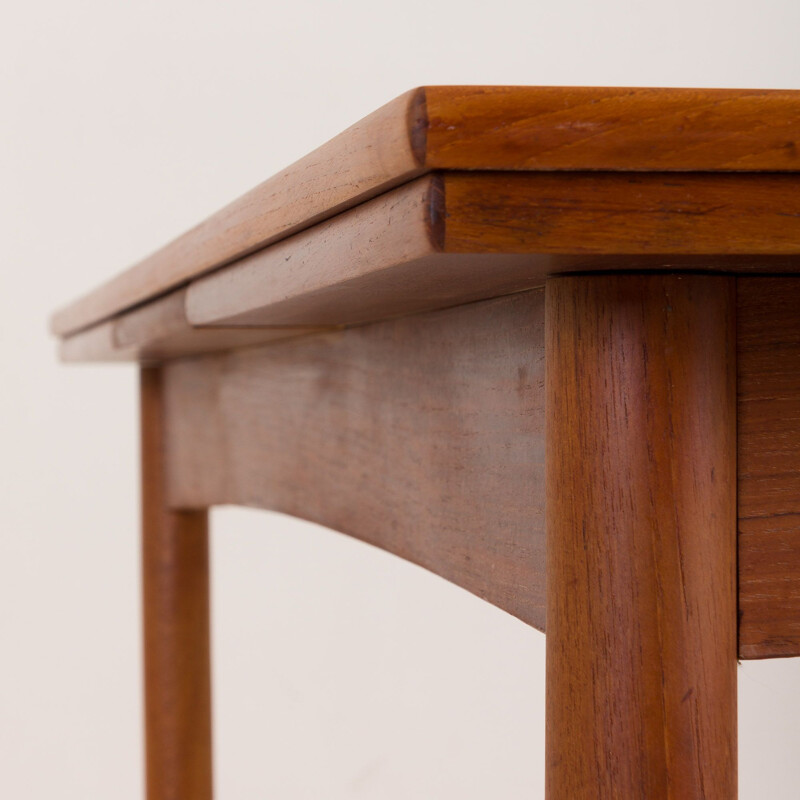 Vintage rectangular teak extensible table with rounded edges, Denmark 1960