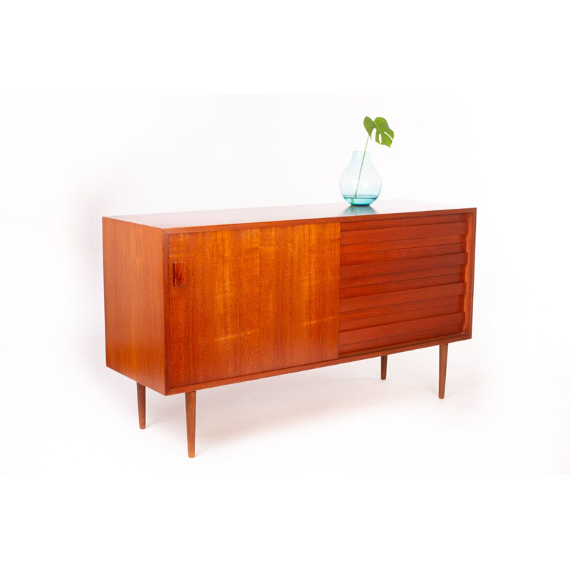 Buffet vintage en teck avec tiroirs et porte coulissante de Dammand & Rasmussen Danois 1960