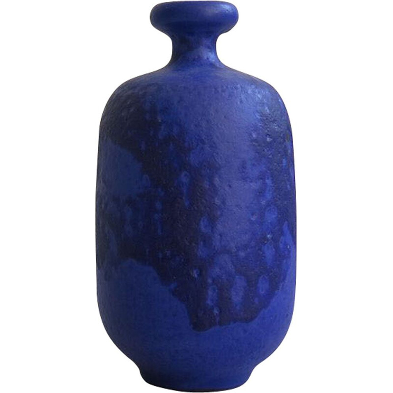 Vase Vintage en céramique indigo 1950