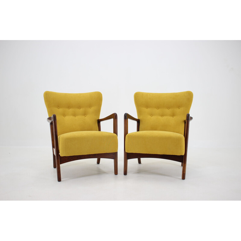 Pair of vintage armchairs Søren Hansen for Fritz Hansen, Denmark 1940 