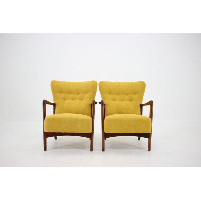 Pair of vintage armchairs Søren Hansen for Fritz Hansen, Denmark 1940 