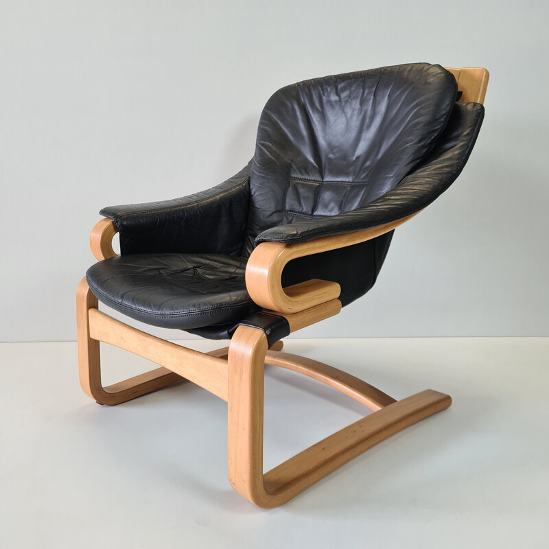 Vintage leather lounge chair "Apollo" by Svend Skipper for Skippers Mobler 1970