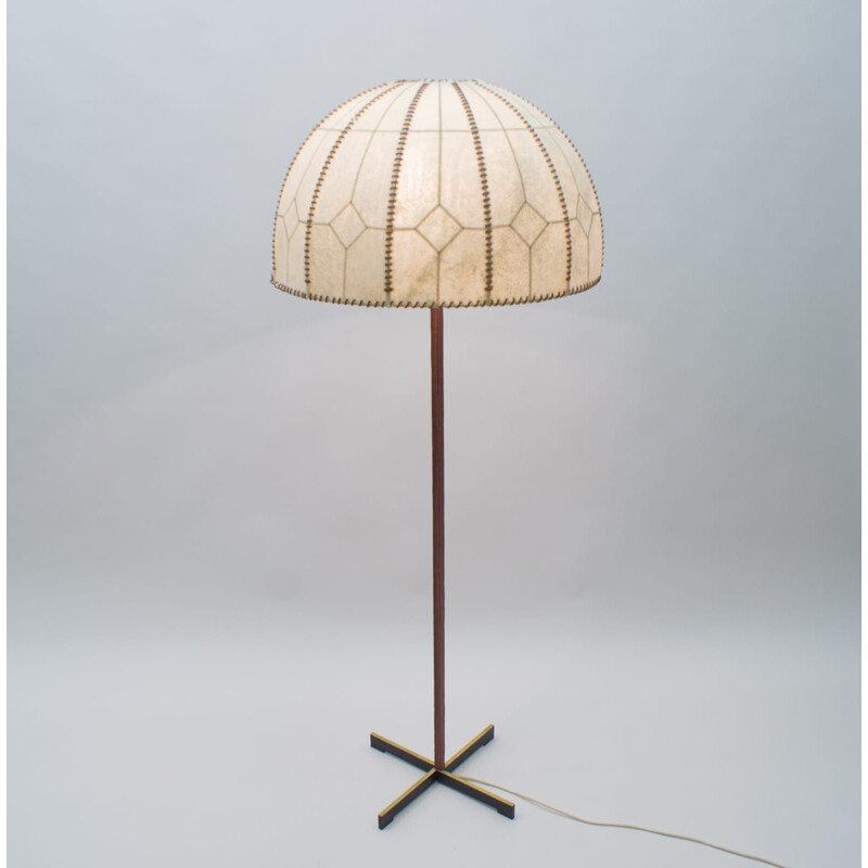 Lampada da terra vintage con paralume cucito di Emperor Idell Kaiser Leuchten, 1960