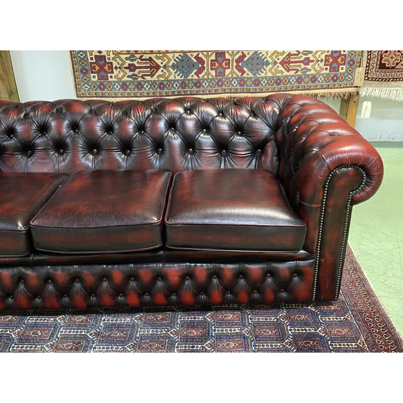 Vintage Sofa B3-75 Chesterfield 3 seater sofa in red leather - 1980