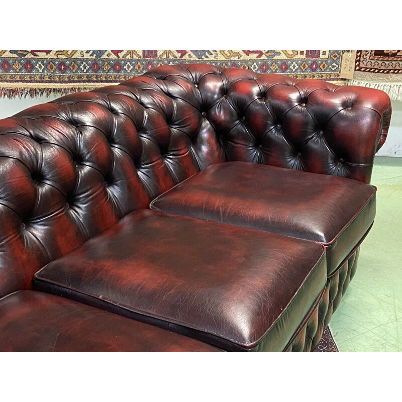 Vintage Sofa B3-75 Chesterfield 3 seater sofa in red leather - 1980