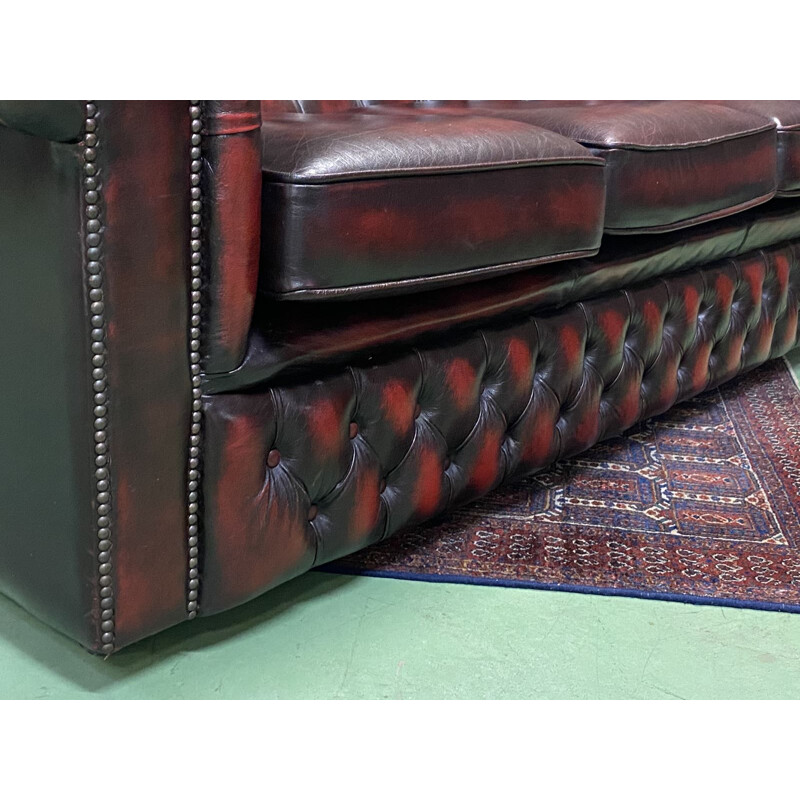 Vintage Sofa B3-75 Chesterfield 3 seater sofa in red leather - 1980