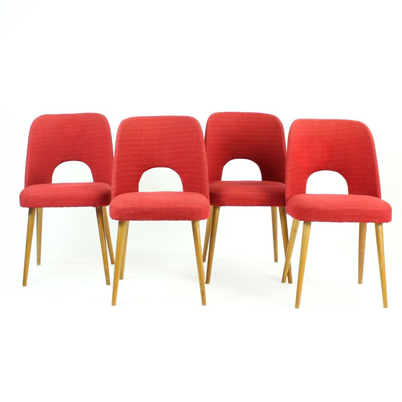 Set Of 4 Vintage Dining Chairs By Oswald Haerdtl For Ton, Czechoslovakia 1950s