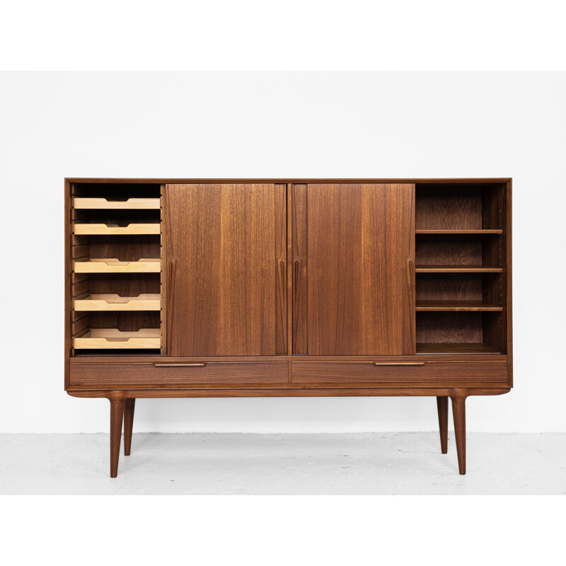 Midcentury highboard in teak model 13 by Omann Jun Danish 1960s