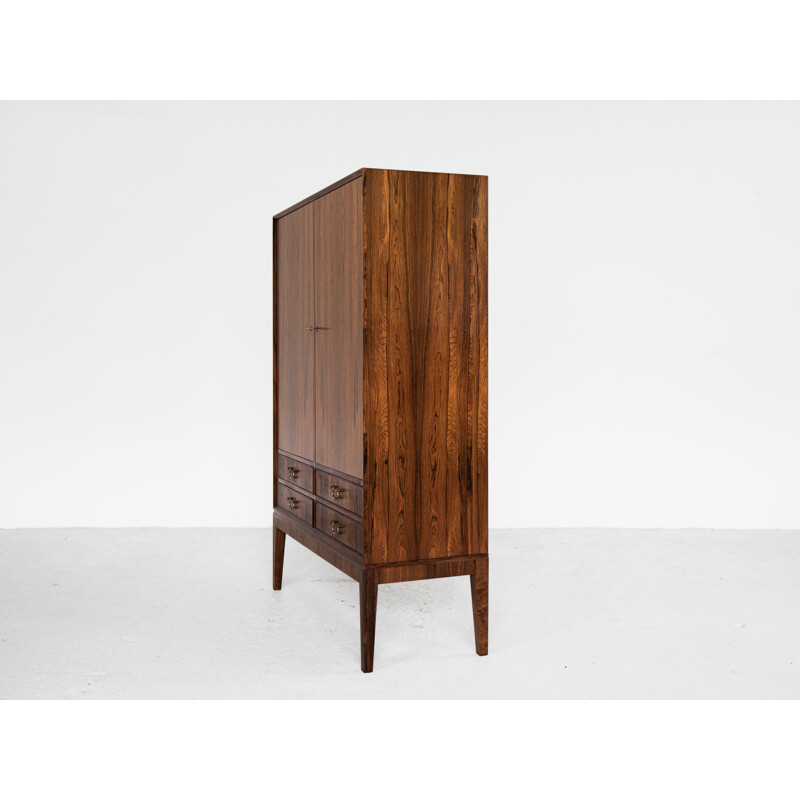 Midcentury cabinet in rosewood with 2 doors and 2 drawers with brass drawer handles Danish 1960s