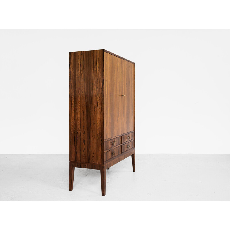 Midcentury cabinet in rosewood with 2 doors and 2 drawers with brass drawer handles Danish 1960s