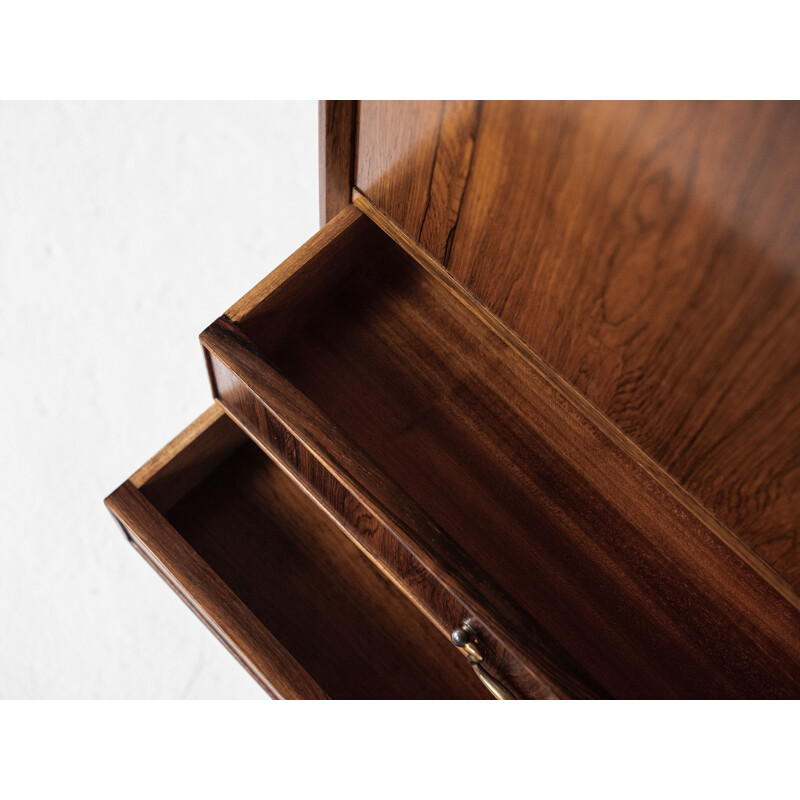 Midcentury cabinet in rosewood with 2 doors and 2 drawers with brass drawer handles Danish 1960s