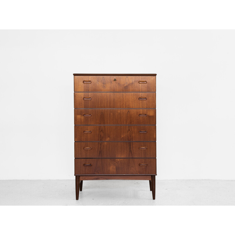 Vintage chest of 6 drawers in teak by Omann Jun Danish 1960s