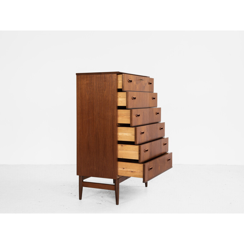 Vintage chest of 6 drawers in teak by Omann Jun Danish 1960s
