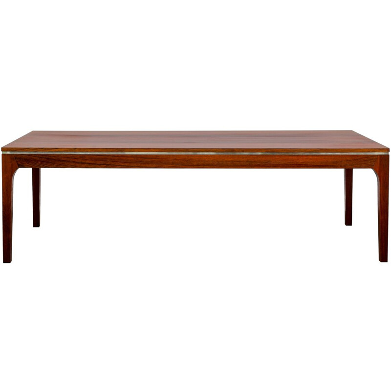 Large vintage coffee table rosewood wood Denmark 1970s