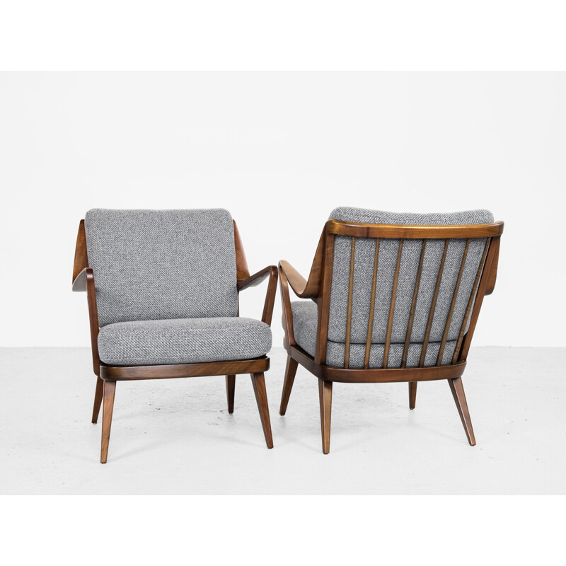 Paire de fauteuils vintage en hêtre par Knoll 1960
