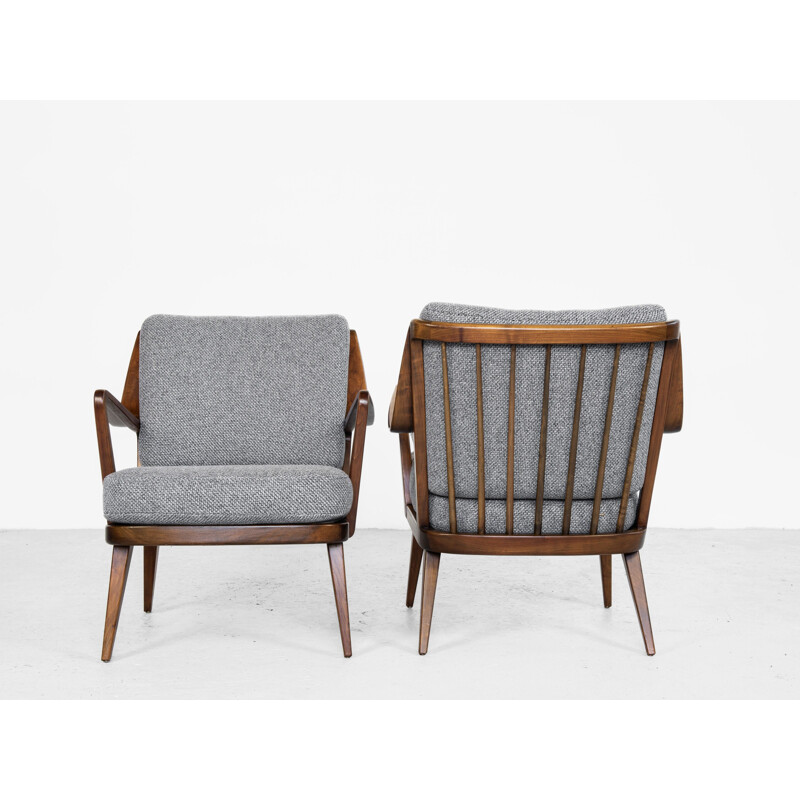 Paire de fauteuils vintage en hêtre par Knoll 1960