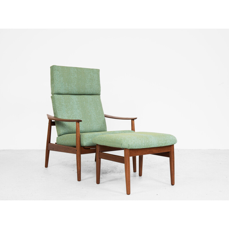 Midcentury lounge chair and ottoman in teak by Arne Vodder for France & Søn 1960s