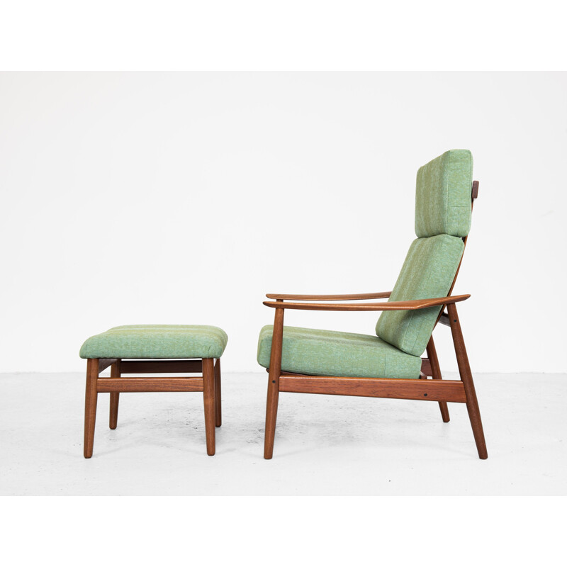 Midcentury lounge chair and ottoman in teak by Arne Vodder for France & Søn 1960s