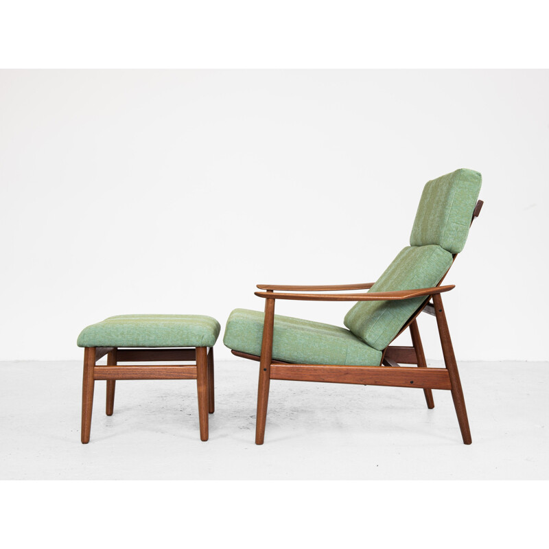 Midcentury lounge chair and ottoman in teak by Arne Vodder for France & Søn 1960s