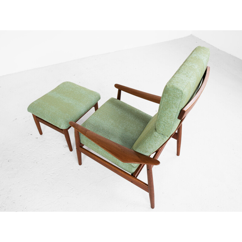 Midcentury lounge chair and ottoman in teak by Arne Vodder for France & Søn 1960s