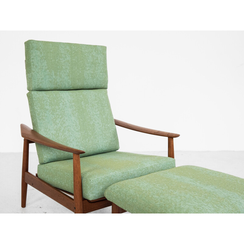 Fauteuil lounge vintage et pouf en teck par Arne Vodder pour France & Søn 1960