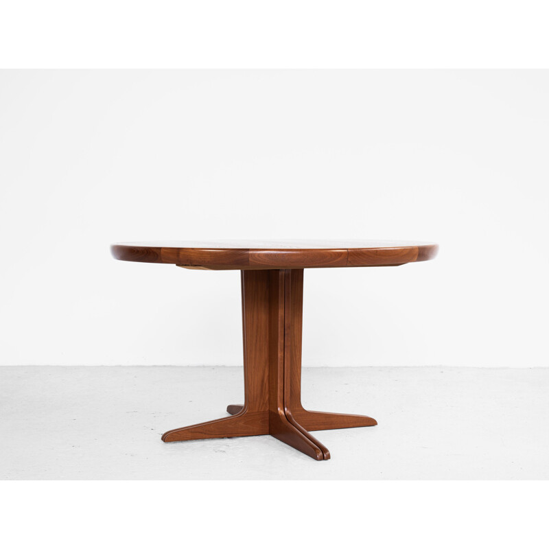 Midcentury round extendable dining table in teak Danish 1960s