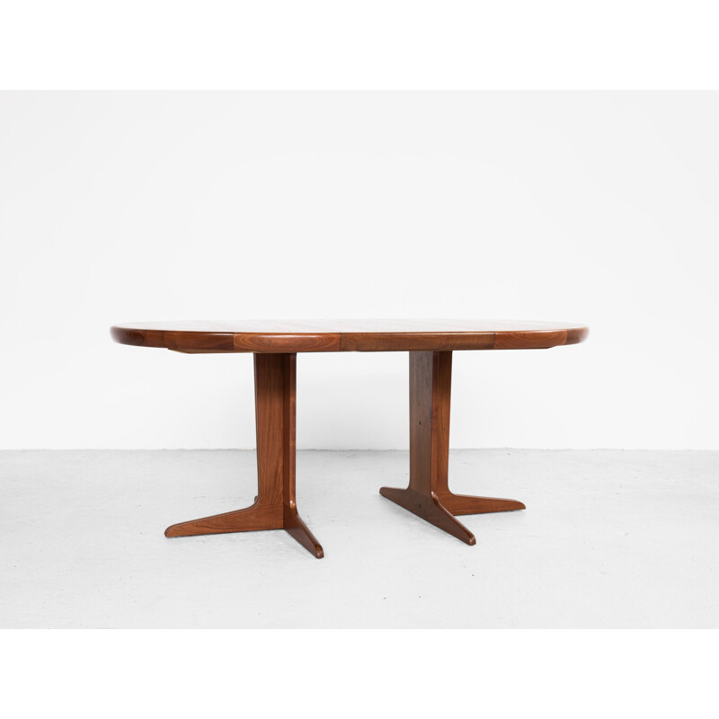 Midcentury round extendable dining table in teak Danish 1960s