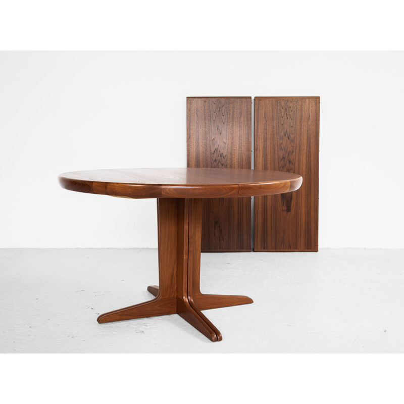 Midcentury round extendable dining table in teak Danish 1960s