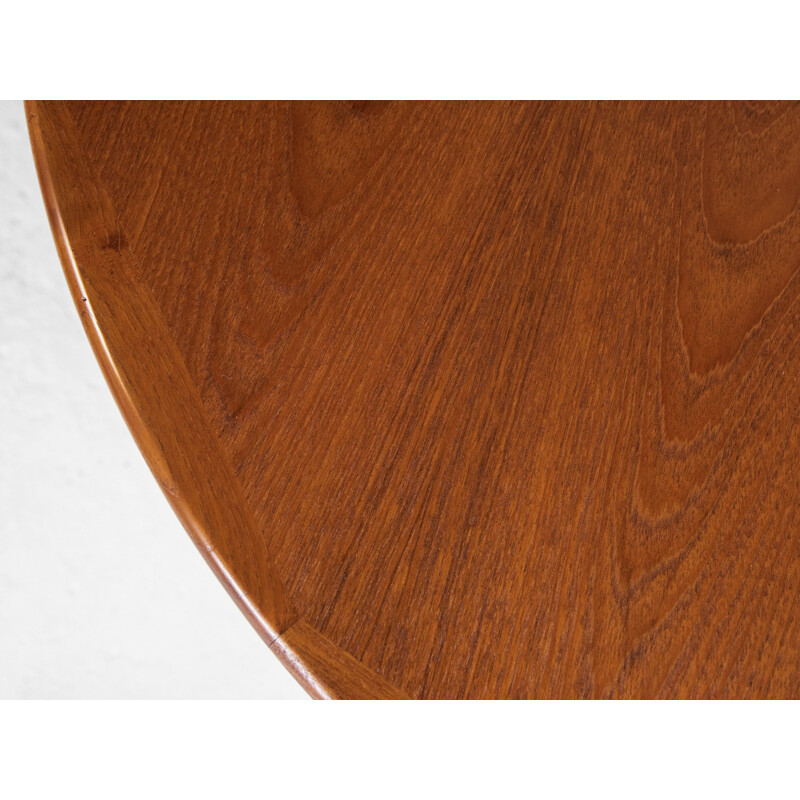 Midcentury round extendable dining table in teak Danish 1960s