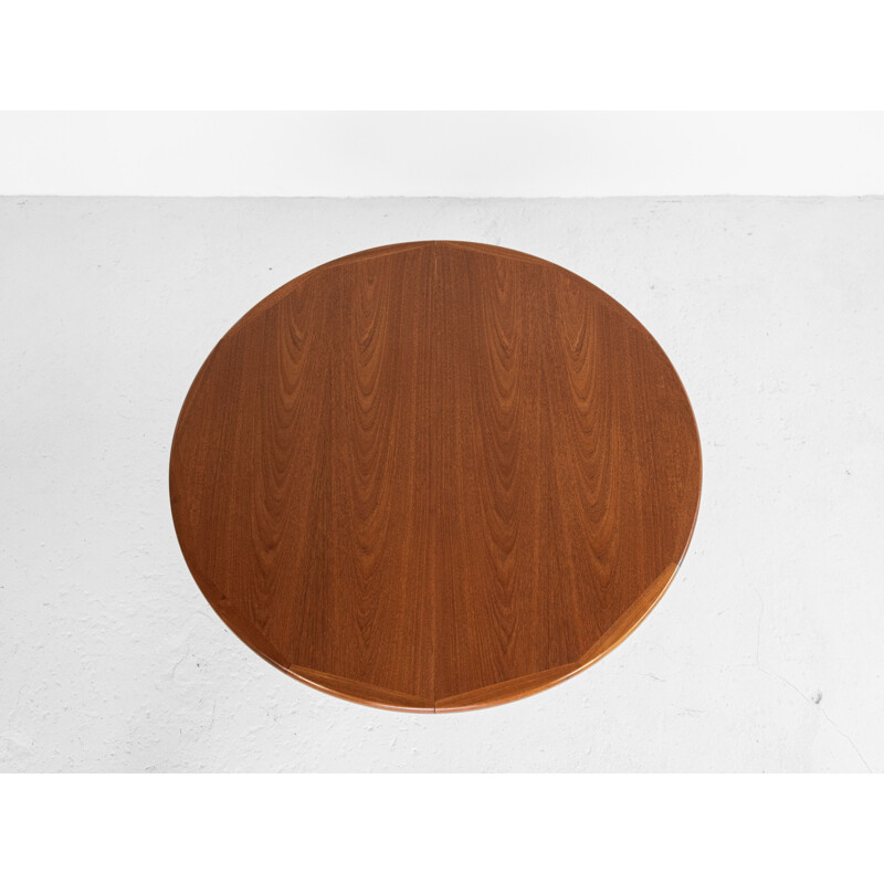 Midcentury round extendable dining table in teak Danish 1960s