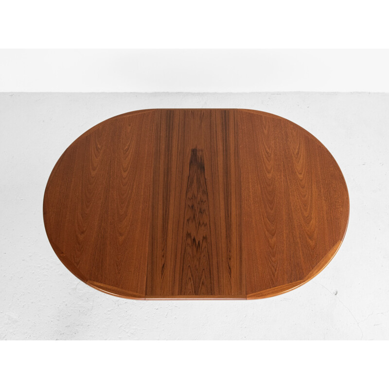 Midcentury round extendable dining table in teak Danish 1960s