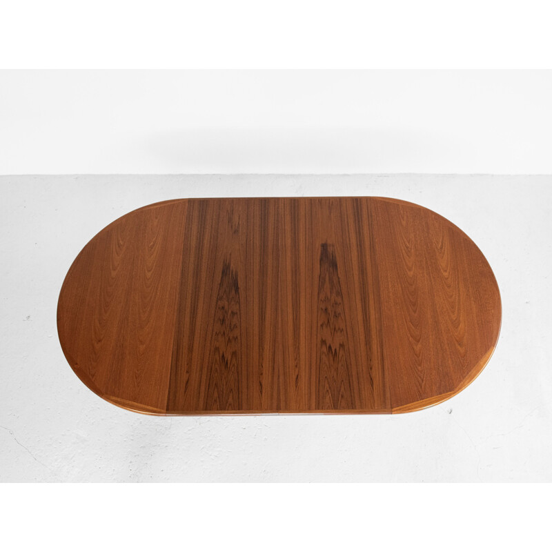 Midcentury round extendable dining table in teak Danish 1960s