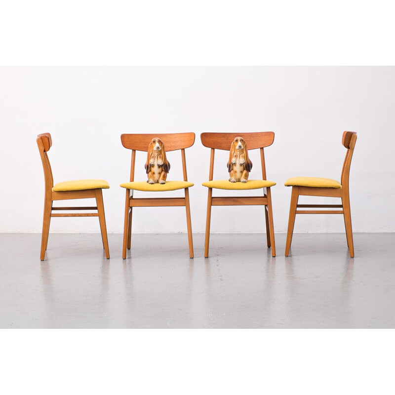 Ensemble de 4 chaises vintage Mosbøl Findahls Møbelfabrik Danemark, 1962