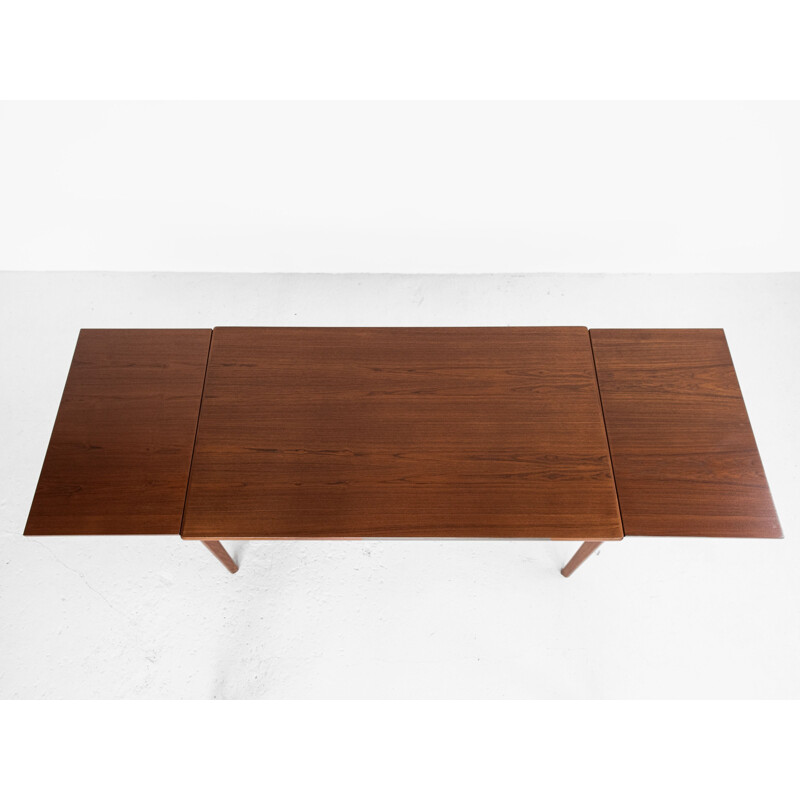 Midcentury rectangular dining table in teak with 2 extensions Danish 1960s