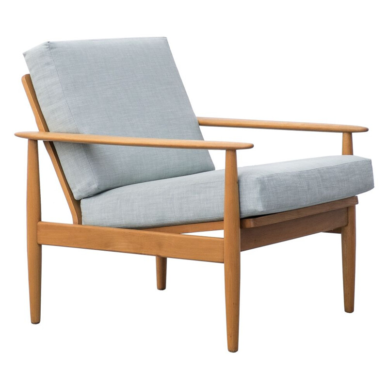 Fauteuil vintage en hêtre scandinave 1960