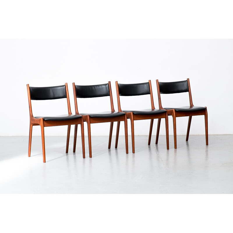 Lot de 4 chaises vintage Korup Stolefabrik KS par Kai Kristiansen Danmark 1960