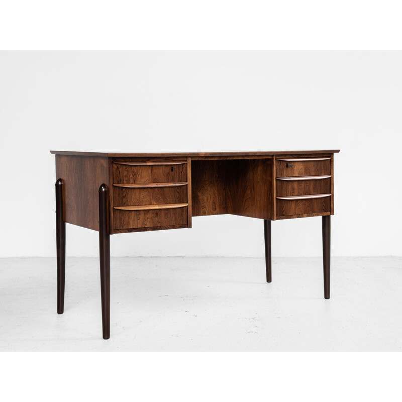 Midcentury compact desk in rosewood with 2x3 drawers Danish 1960s