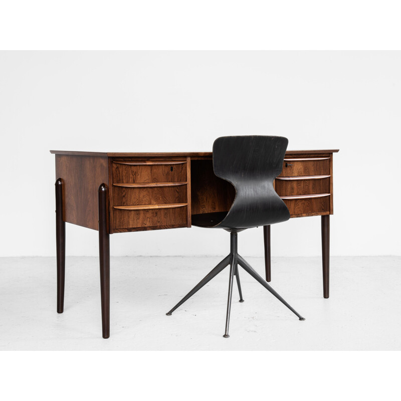 Midcentury compact desk in rosewood with 2x3 drawers Danish 1960s