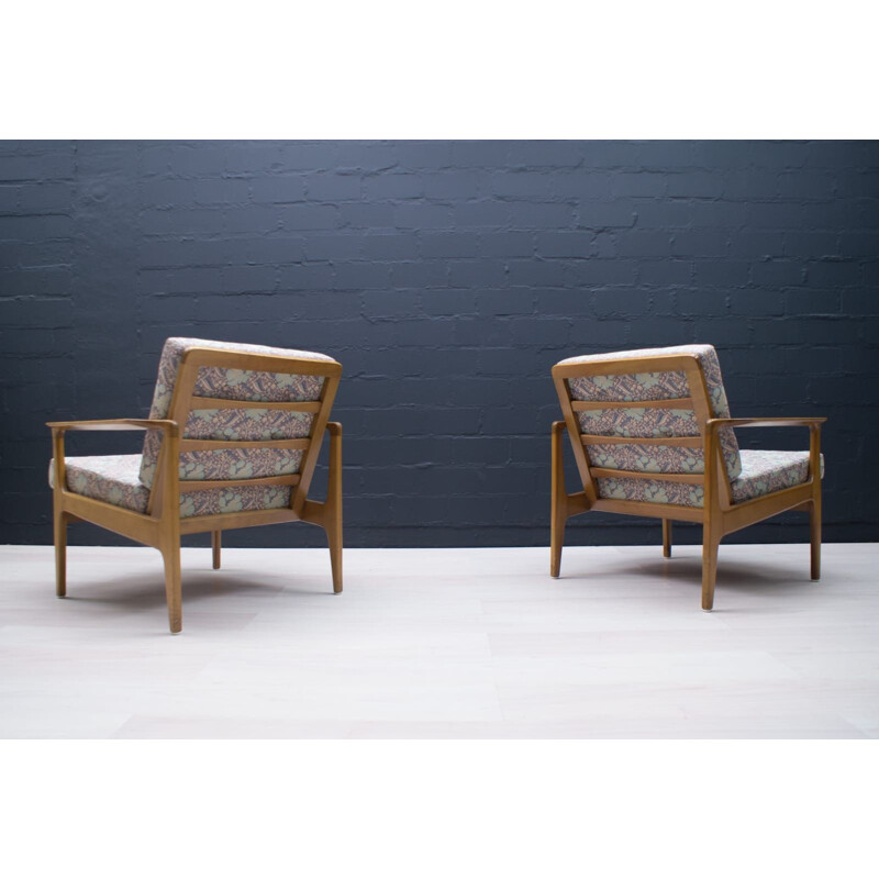 Pair of vintage cherry wood armchairs, Scandinavia 1960