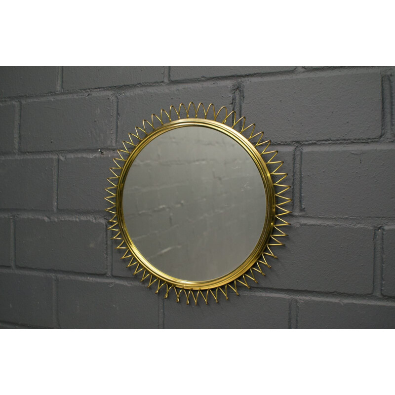 Vintage Brass Spiral Mirror, 1950s