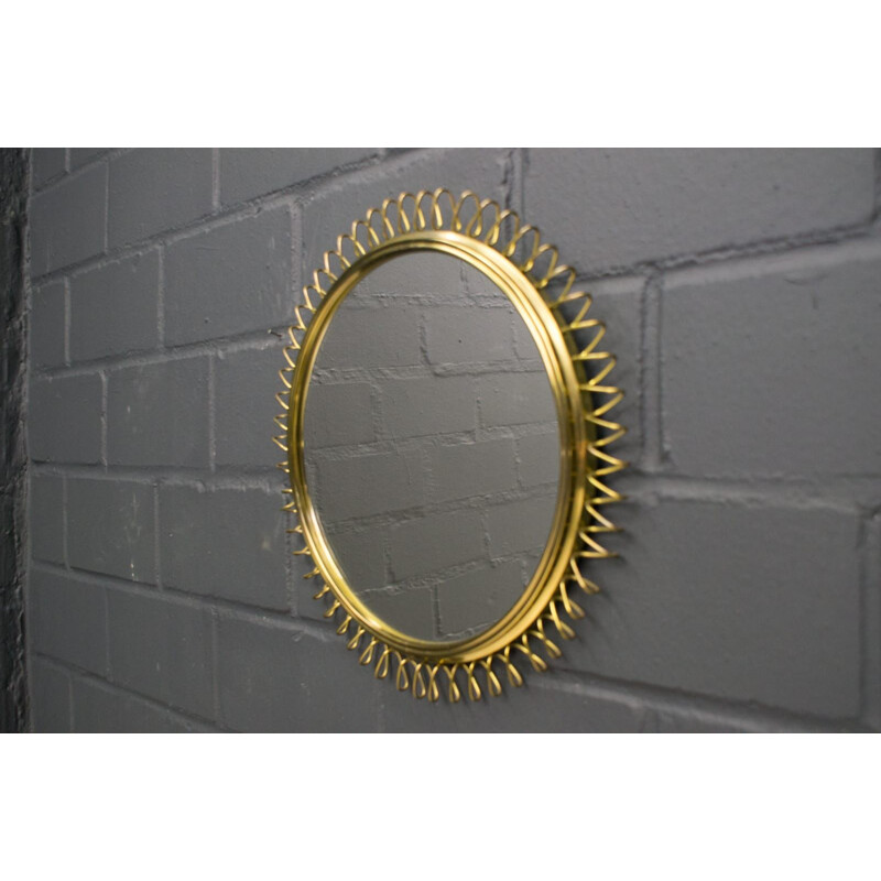 Vintage Brass Spiral Mirror, 1950s