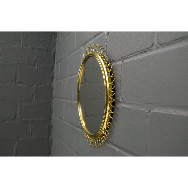 Vintage Brass Spiral Mirror, 1950s