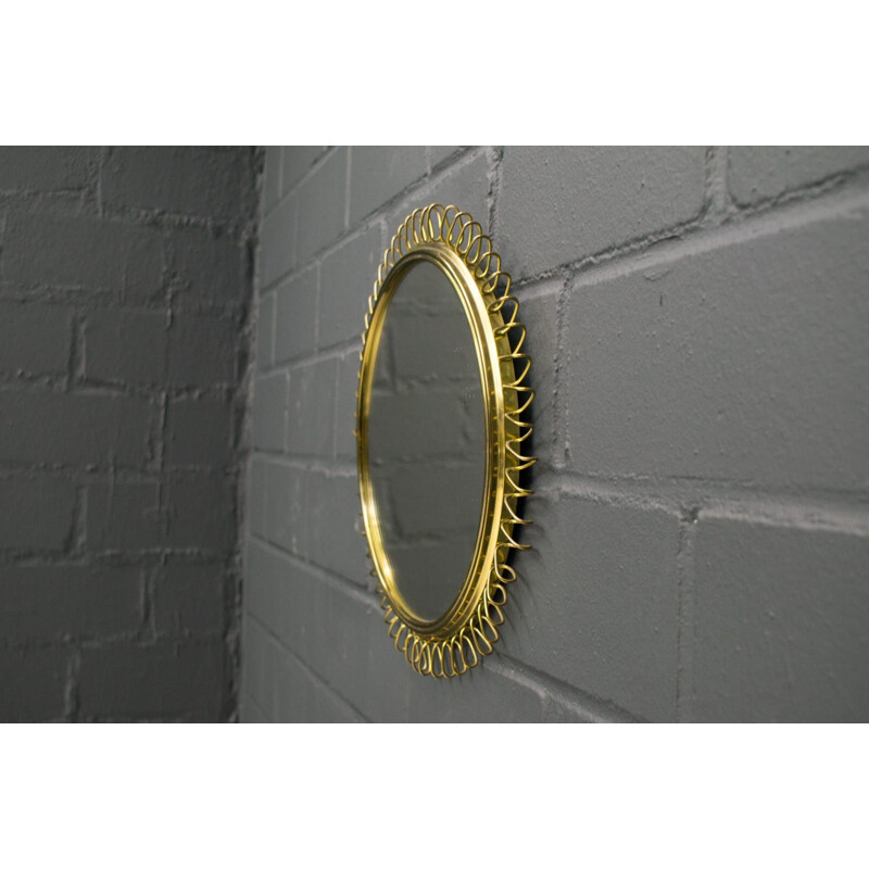 Espejo espiral vintage de latón 1950