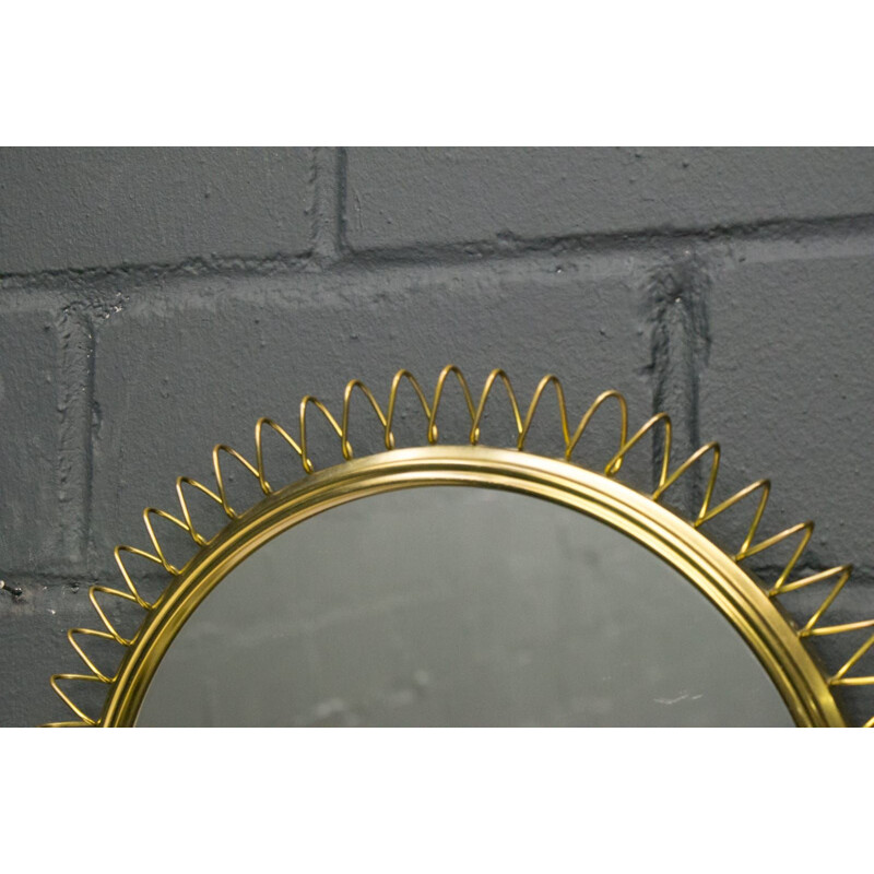 Vintage Brass Spiral Mirror, 1950s