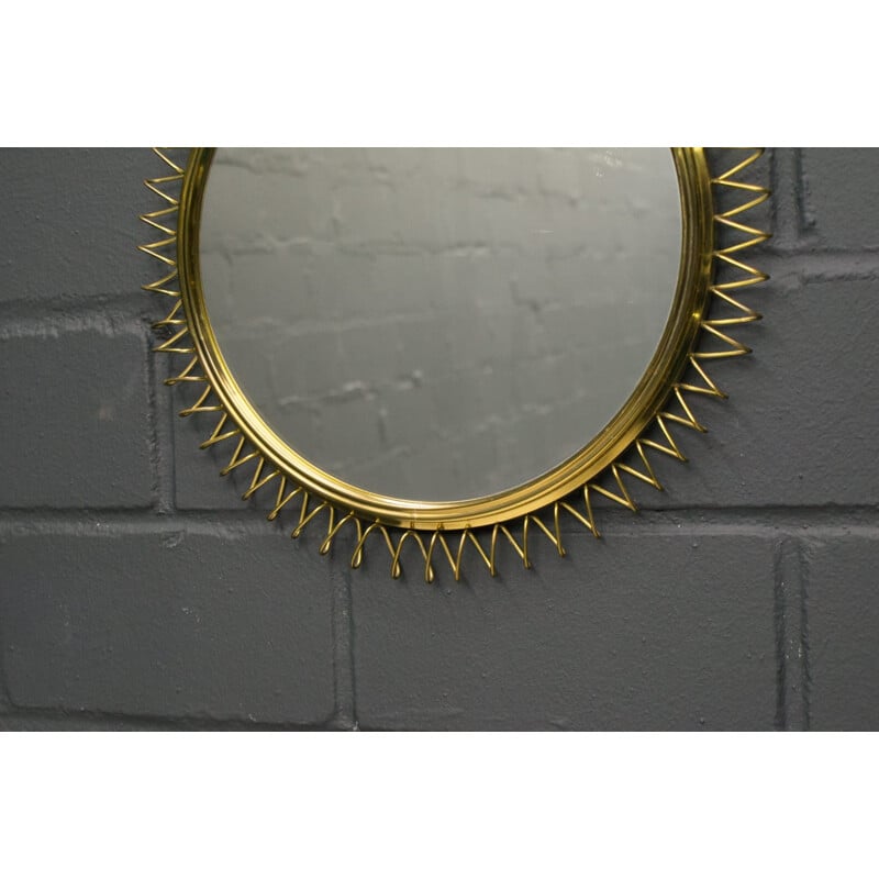 Vintage Brass Spiral Mirror, 1950s