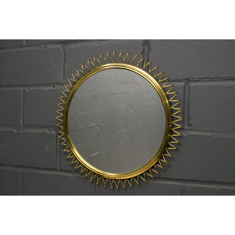 Vintage Brass Spiral Mirror, 1950s