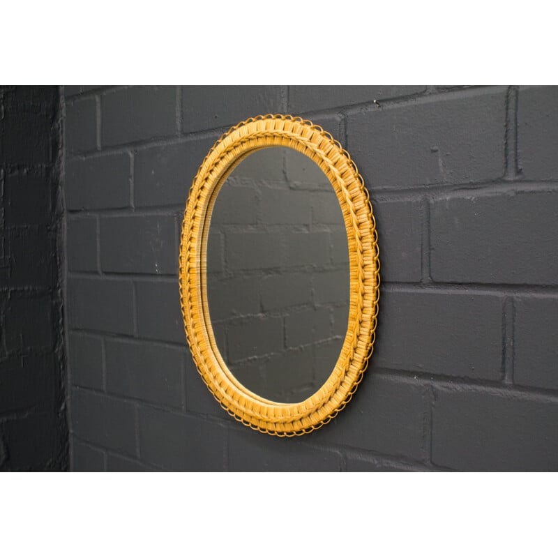 Vintage Wicker Wall Mirror, 1960s